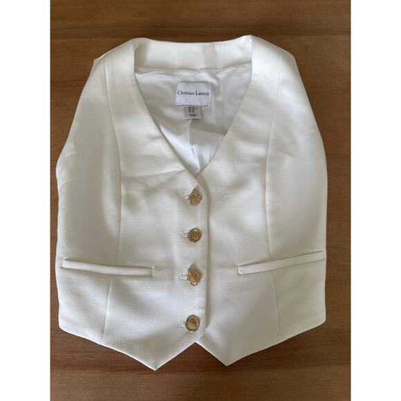 Christian Lacroix Jackets & Blazers - Christian Lacroix XS cream tailored vest cream distinct ornate gold buttons